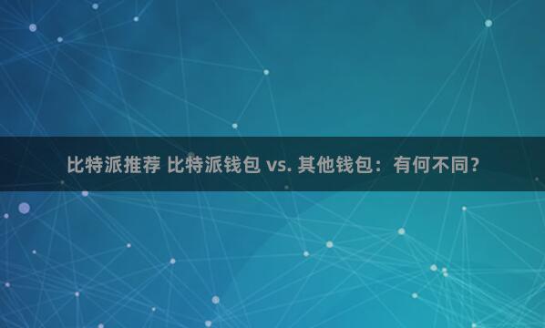 比特派推荐 比特派钱包 vs. 其他钱包：有何不同？