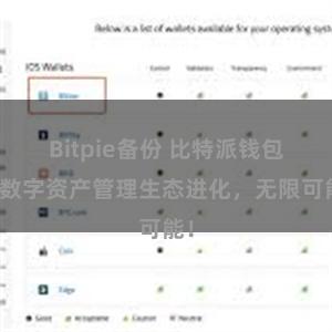 Bitpie备份 比特派钱包：数字资产管理生态进化，无限可能！